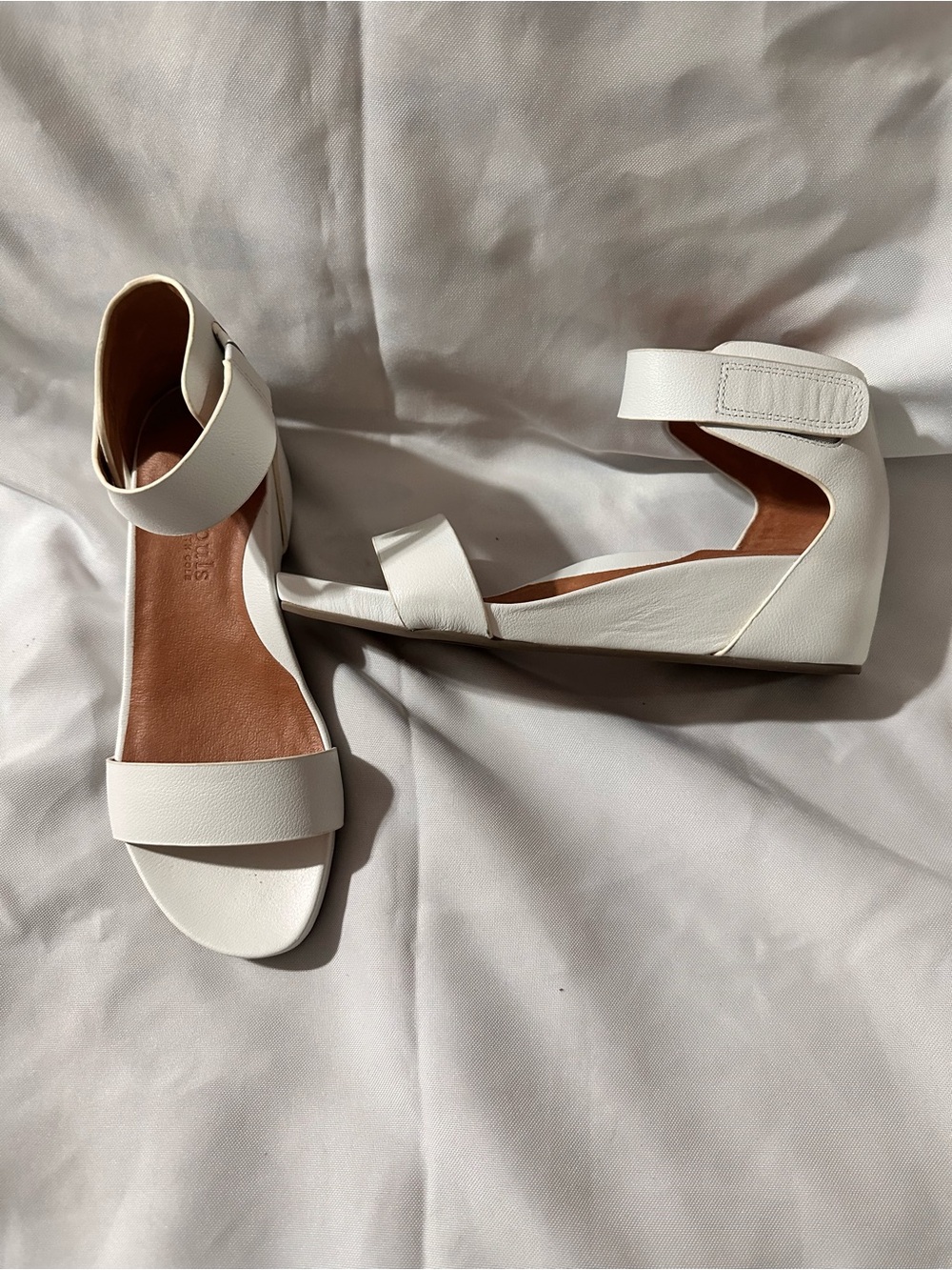 gentle souls White Ankle-Strap Wedge Sandals
